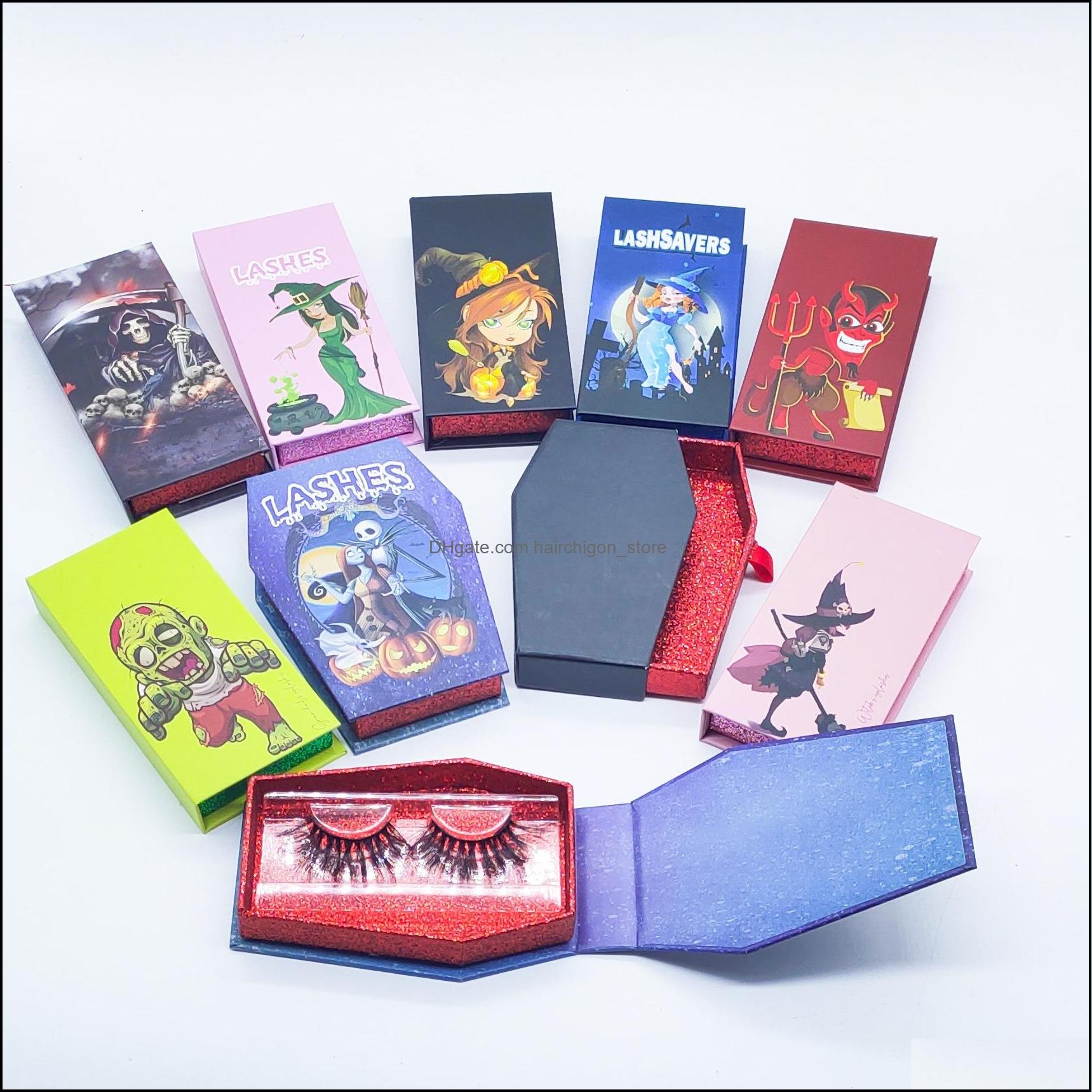 

Other Makeup Health Beauty Wholesale Eyelashes Box Halloween Eyelash Empty Case Make Up Tools Lash Boxes False 25Mm Lashes Packaging Cases