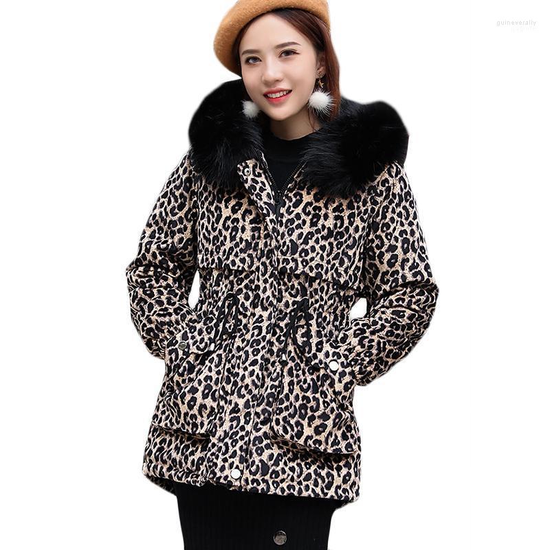 

Women's Down & Parkas 2022 Leopard Print Cotton Jacket Womens Long Winter Thicken Warm Hooded Parka Overcoat Gold Velvet Guin22, Picture color