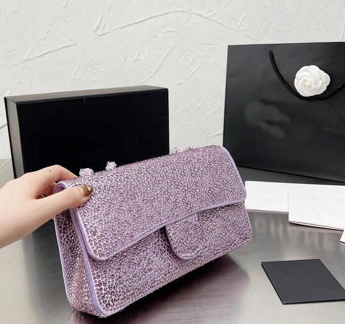 

Women Diamond Crystal Designer Crossbody Bags High Quality Purse Rhinestone Genuine Leather Evening bag Shoulder Flap Handbag Classic Glisten Messenger Wallets, No bag