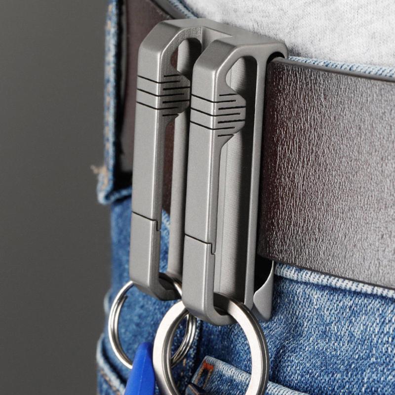 

Keychains Titanium Waist Belt Buckle Double Clip Pocket Tools Keyring Holder Outdoor Jeans AccessoriesKeychains