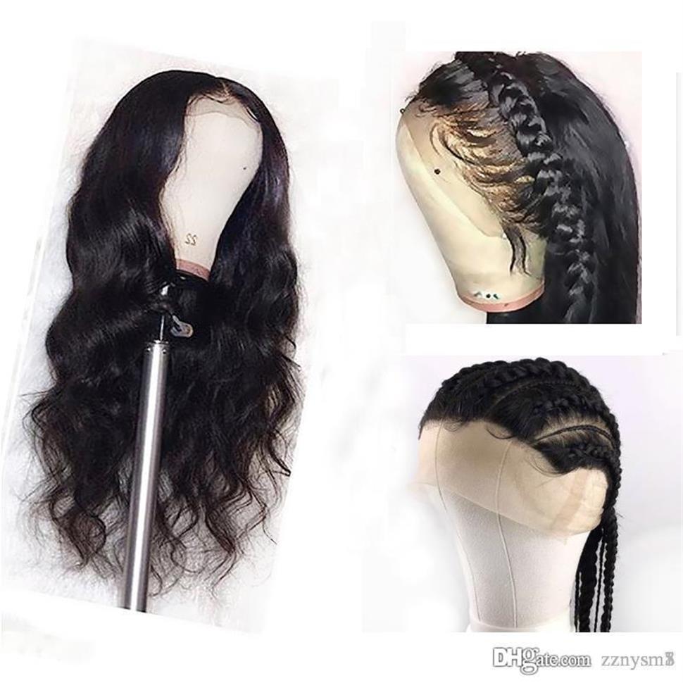 

Full Lace 100% Real Human Hair Wig For Black Women Body Wave 180% 18 Remy Brazilian Invisible PrePlucked2704, Natural color