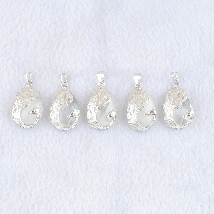 

Pendulum Pendant Peacock Pattern Reiki Natural Crystal Water Drop Cabochon Gemstone Animal Charm For Men Women Jewelry Wholesale DN4640