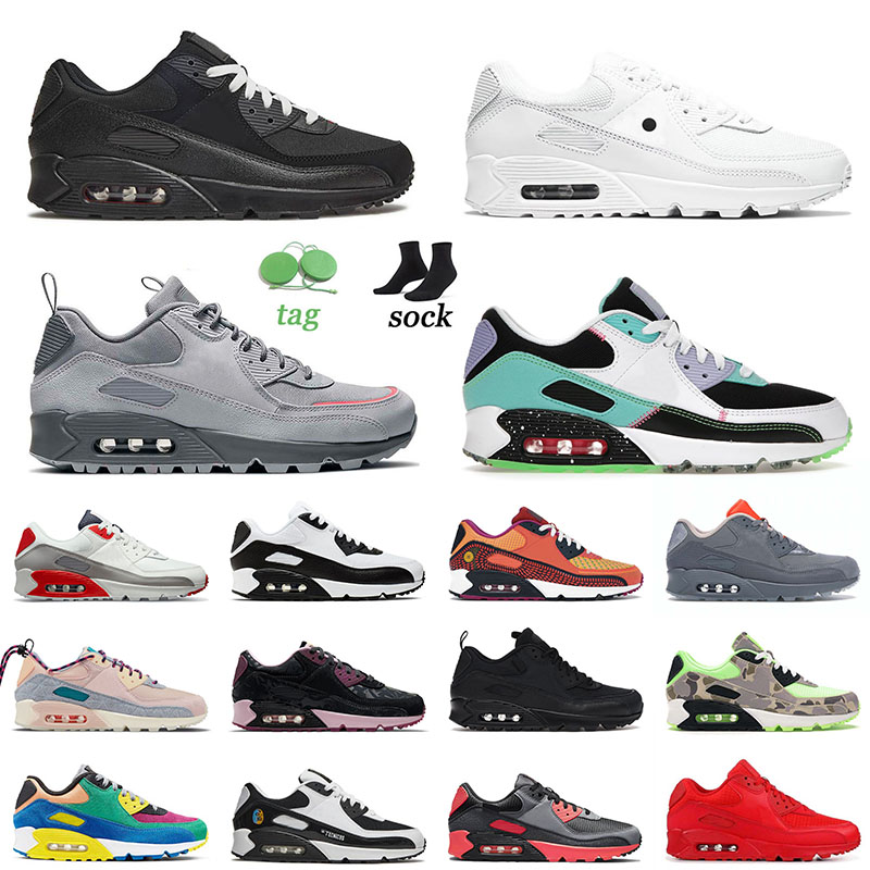 

90 90s Sports Running Shoes Triple White Black Bred Surplus Wolf Grey Top Quality Size 12 Trail Team Gold Lucha Libre Mens Women Tennis Trainers Sneakers 36-46, C44 36-40 south beach