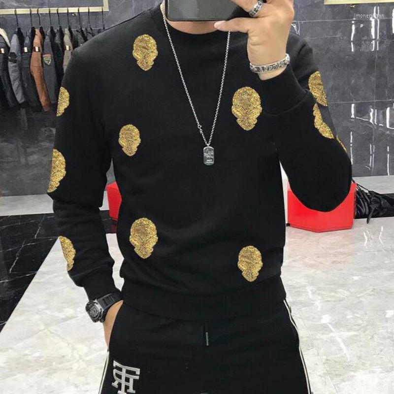 

Men's Hoodies & Sweatshirts Winter Male O-neck Man Hoodie Rhinestone Alien Casual Sweatshirt Fashion Streetwear High-Quality Men ClothingMen, Black