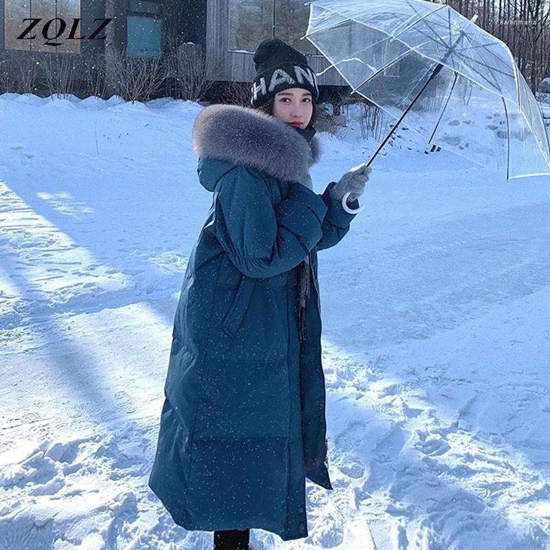 

Women' Down & Parkas ZQLZ Parka Autumn Winter Jacket Women Clothes Vintage Warm Coat Female Cotton Thick Long Oversized Kare22, Blue