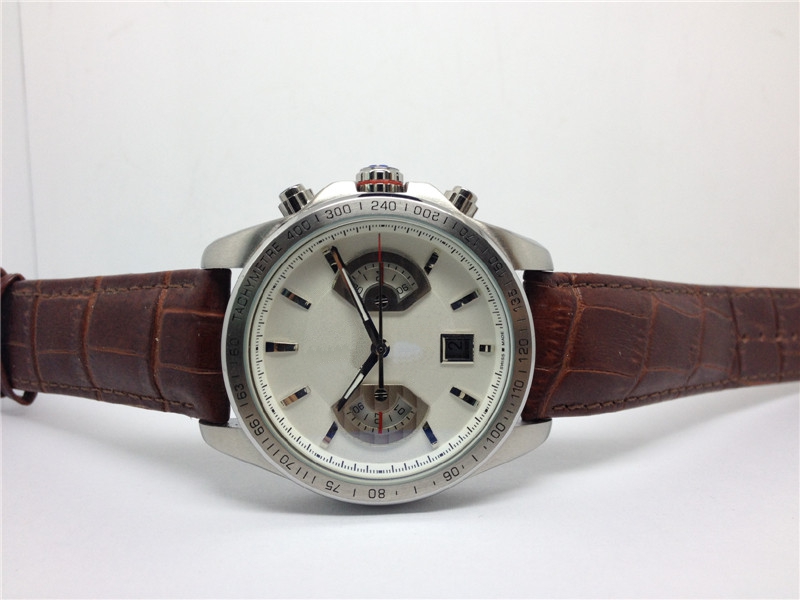 Top quality Male watch new fashion watches for Man white face with brown Leather strap Automatic wristwatch T004-image-760920778