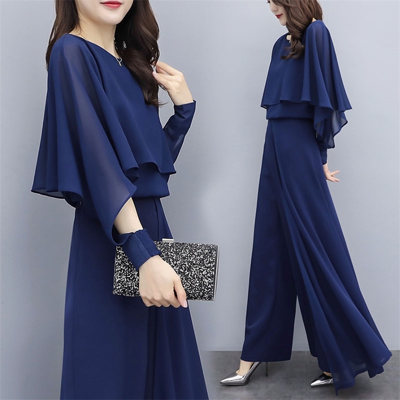 Femmes printemps été travail pantalon costumes OL 2 pièces ensembles en mousseline de soie chemise large jambe pantalon pantalon costume femme dé