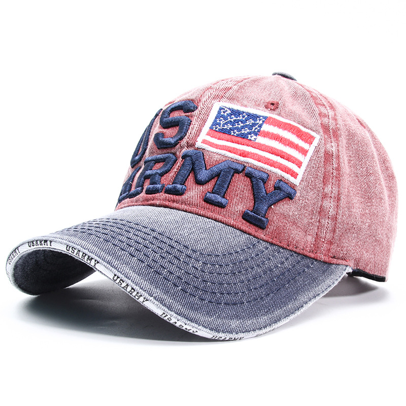 

fashion unisex cotton baseball cap snapback hat men women sun hat bone US army embroidery cap gorras wholesale, Red