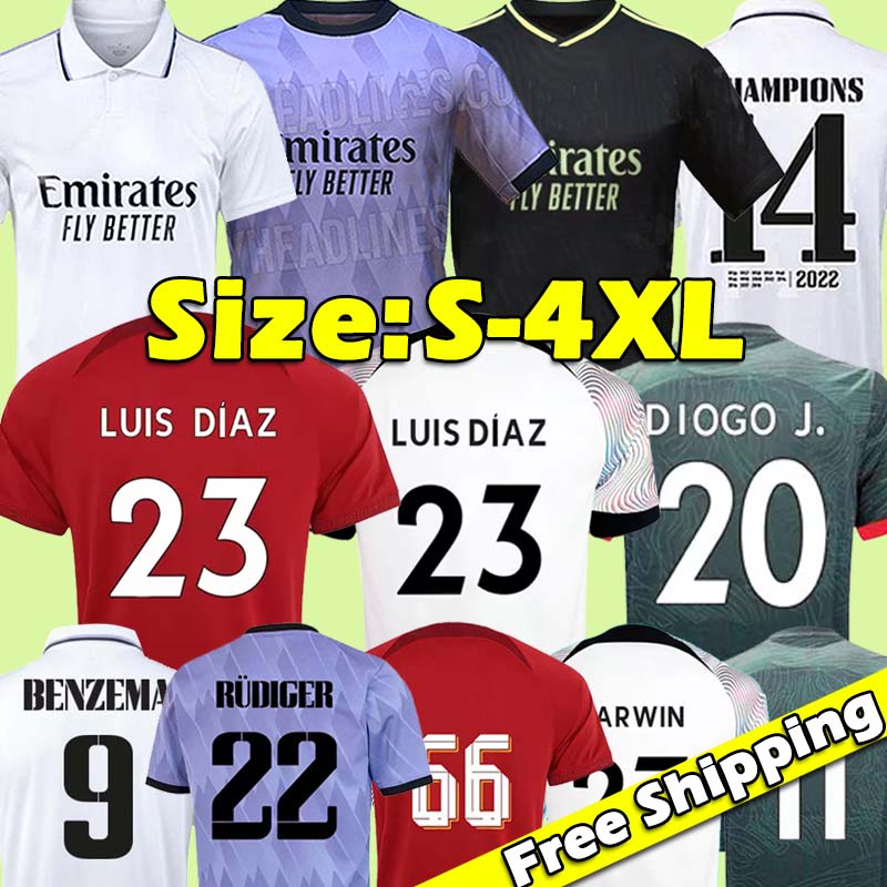 

XXXL 4XL 22/23 DARWIN #27 soccer Jersey CAMAVINGA HAZARD 2022 2023 ALEXANDER ARNOLD BENZEMA REAL RODRYGO MILITAO DIOGO Fabinho Footabll uniforms Big Size Shirts, 21-22 third kids