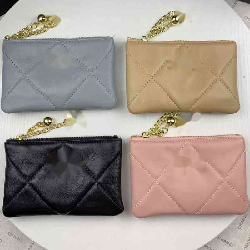 

Luxury Brand design 0807 Letter plaid CC chain Clutch lambskin diamond pattern pouch women's Long wallet Real Leather Purse Zipper Vertical Pouches handbag