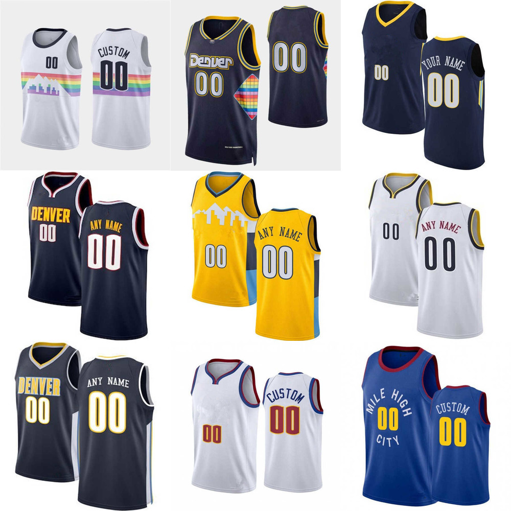 

75th Custom Jersey Womn Youth Allen''3''Iverson Petr 21 Cornelie Alex 2 English Dikembe 55 Mutombo Denver''Nuggets''Men Basketball Jerseys, Color