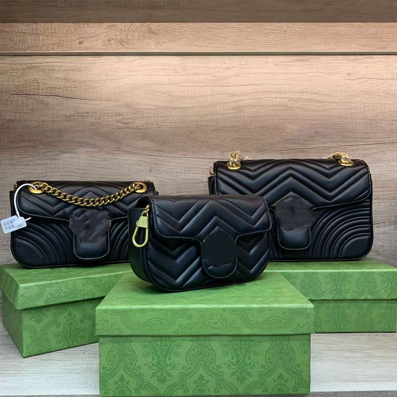 

Luxurys Designers bags Classic Shoulder Bag Marmont Genuine Leather chain Crossbody Totes Fashion lady Womens Handbags wallet