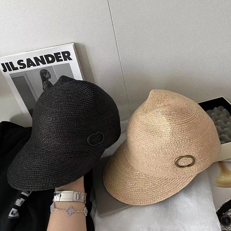 

Lovely Cat Hats Girls Personality Designer Hat 2 Colors Retro Straw Caps Outdoor Street Style Female Cap Visors, Black