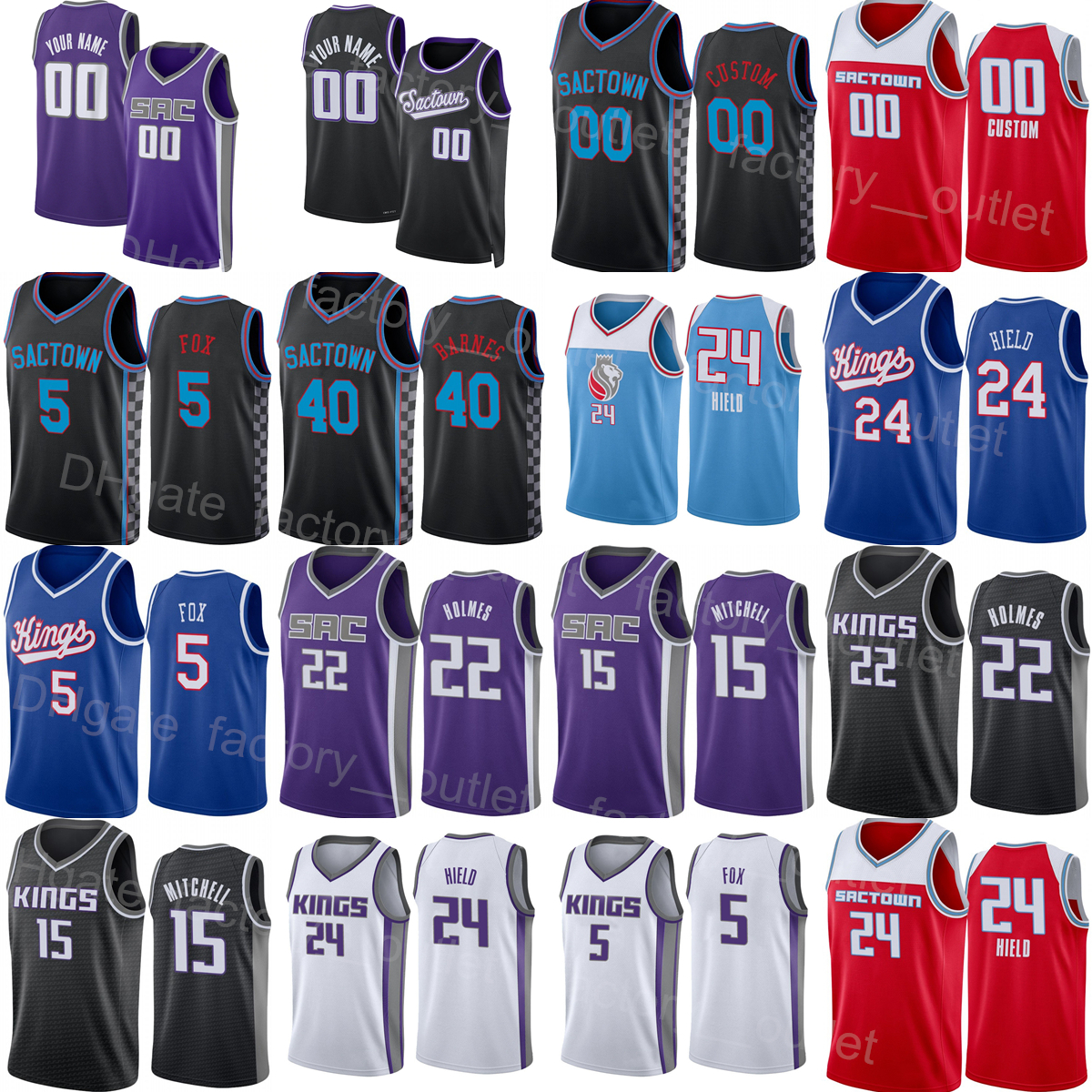 

Screen Printed Basketball Harrison Barnes Jersey 40 Buddy Hield 24 DeAaron Fox 5 Davion Mitchell 15 Richaun Holmes 22 Chimezie Metu 7 Alex Len 25 Man Woman Youth, Black