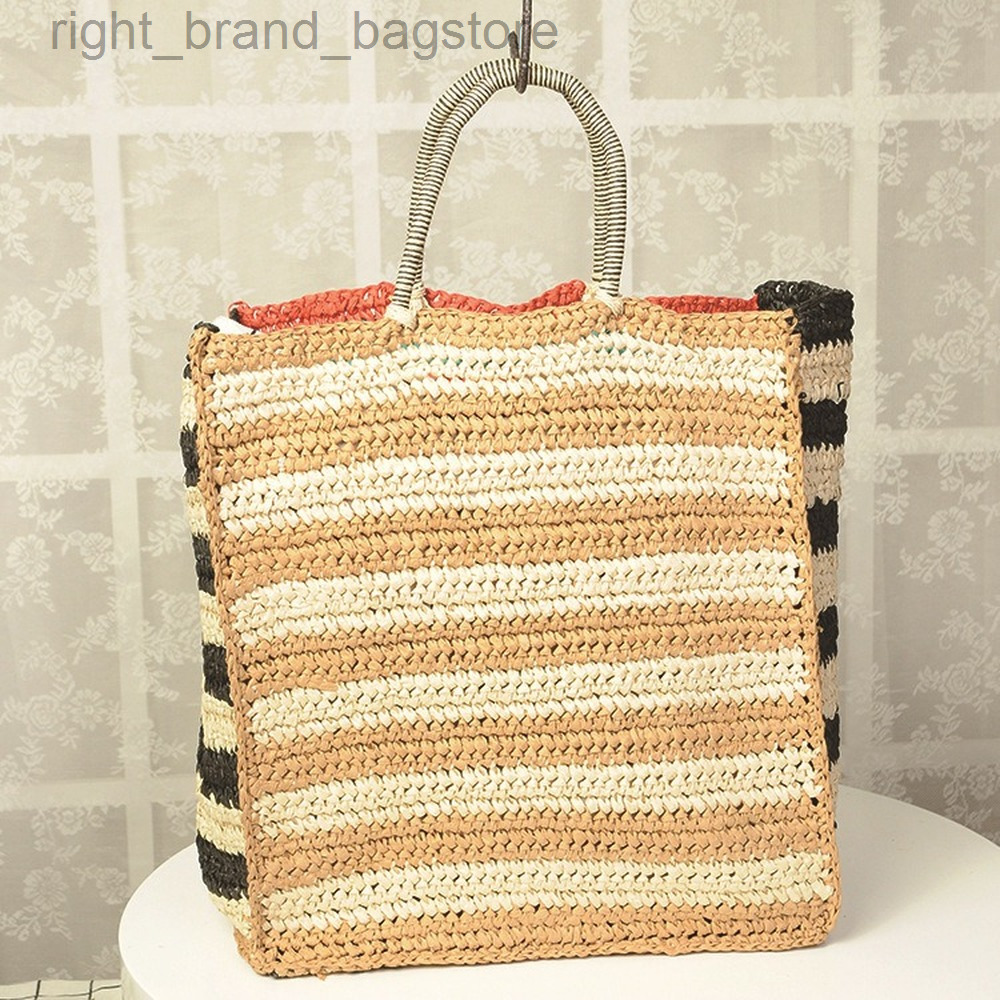 

Women Handbags Designer Double Side Beach Bags for Women 2022 Fashion Color Striped Straw Bag Shoulder Bag Bohemian Shopper Tote W220813