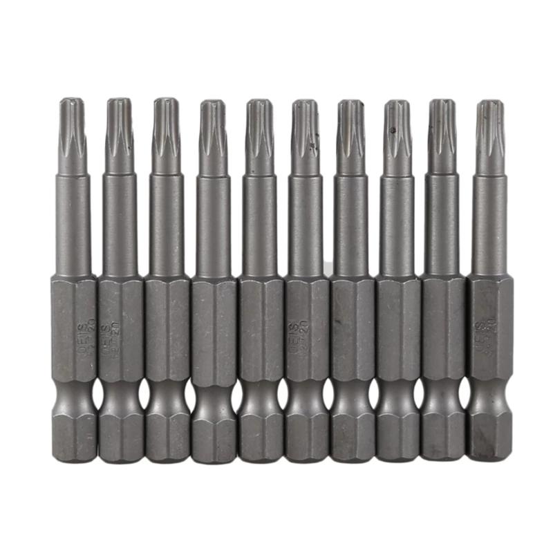 

Hand Tools 10Pcs T20 Magnetic Tip Torx Screwdriver Bits 6.35mm S2 Alloy Steel Hex Tamper Proof Security BitHand