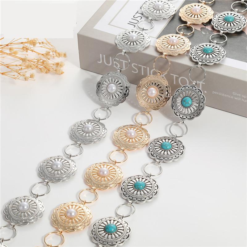 

Belts Dress Adorned Waist Chain Jeans Korean Women's Belt Metal Hollowed Out Versatile Dance AccessoriesBelts, White