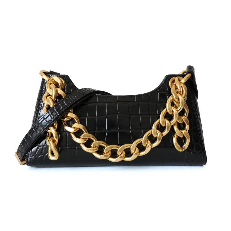 

Evening Bags 2022 Fashion Luxury Small Square Bag Underarm Crocodile Pattern One-shoulder Messenger Handbag Leather Brown Female, White