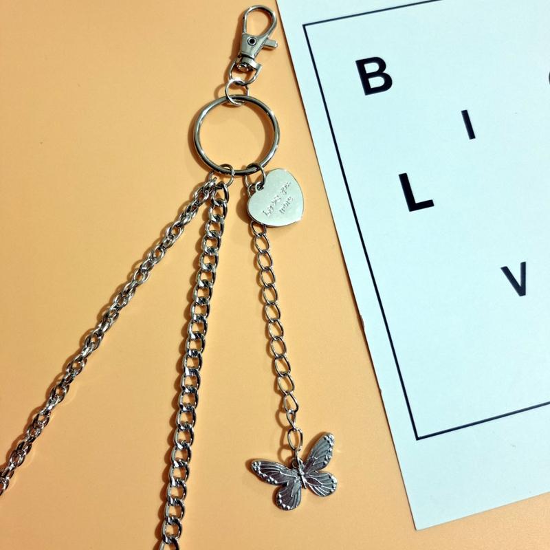 

Belts Hip Hop Pants Jeans Chains Punk Trousers Biker Heavy Thick Wallet Pocket Keychains Body Jewelry For Girls, Black