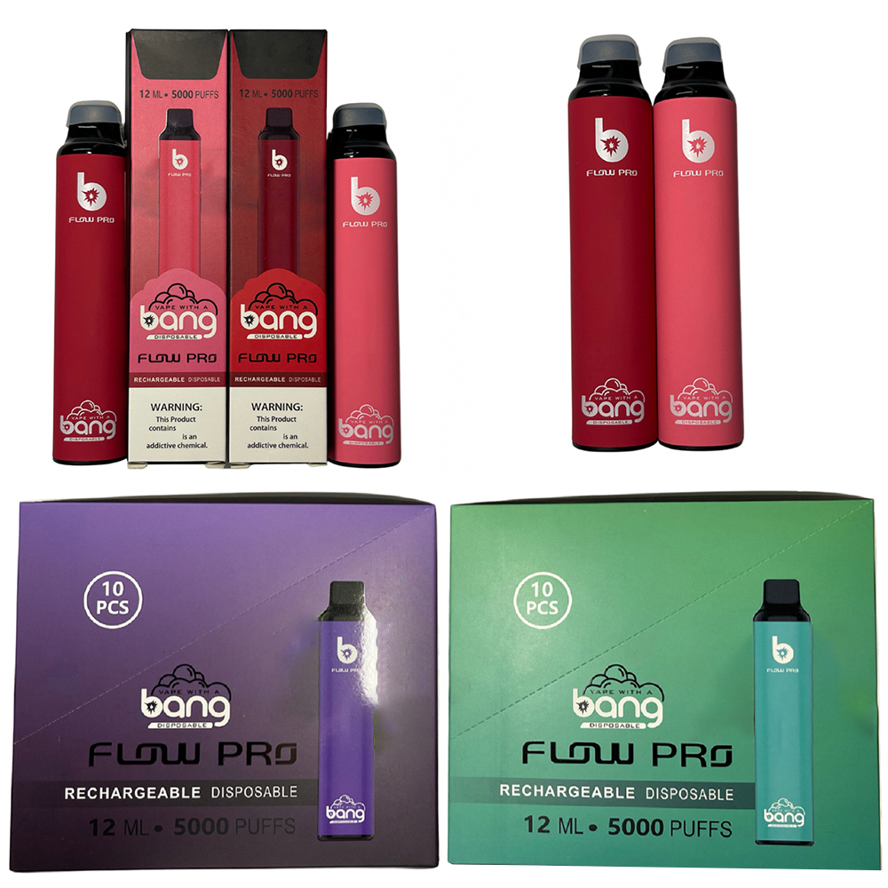 

Authentic Bang Flow Pro Disposable E cigarettes 5000 Puffs Vape Pen 850mAh Rechargeable Battery Vapor Kit 12ml Prefilled Cartridge Pods Vaporizer xxl plus max