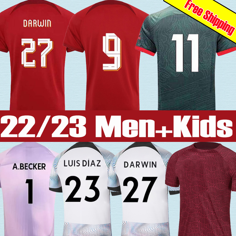 

22 23 DARWIN ALEXANDER-ARNOLD RAMSEY season soccer jersey home away 3rd RED YELLOW 2022 2023 Luis Diaz football shirts men kids kits Big size uniforms, 22 23 new kids