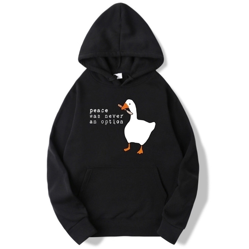 

Hoodies Men Autumn Winter Sudadera Hombre Peace Was Never An Option Goose Hoodie Unisex Hooded For Women Sweatshirts 220406, Black