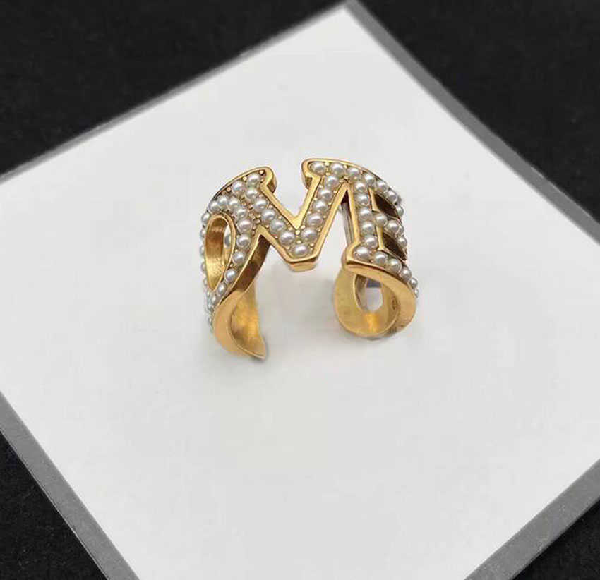 

Fashion Pearl Open Ring Bague Simple Personality Luxury Designer For Women Lady Love Jewelry Party Wedding Engagement Rings Gift