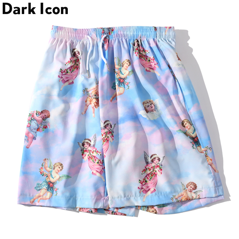 

Dark Icon Angel Full Printed Shorts Men Streetwear Hiphop Shorts Elastic Waist Summer Beach Shorts For Men 220407, Blue shorts