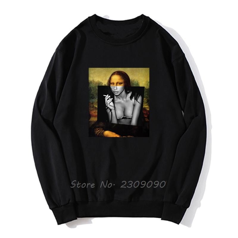 

Men's Hoodies & Sweatshirts Banksy Renaissance Mona Lisa Street Artist Hoodie Men Funny Pullover Fleece Harajuku, Gray