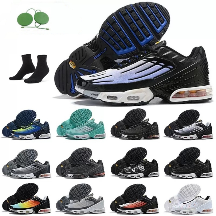 

2022 TN Plus 3 Tuned Running Shoes Mens University Blue Mesh Triple White Black Blue Navy Orange Red Iridescent Multi Crater Trainers Sports walking jogging, 38
