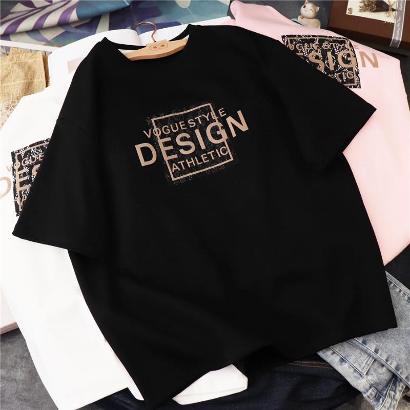 

Korean-Style Square Lace Flocking Gold Letter Short-Sleeved T-shirt Loose Plus Size Crew Neck Women's Spring And Autumn Tops, Black