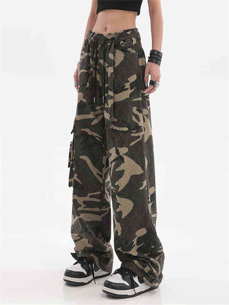 

Y2K Vintage High Waist Camouflage Cargo Pants High Waist Baggy Wide Leg Straight Leg Casual Comfy Fashion Trousers Cool Girl T220728, Picture color