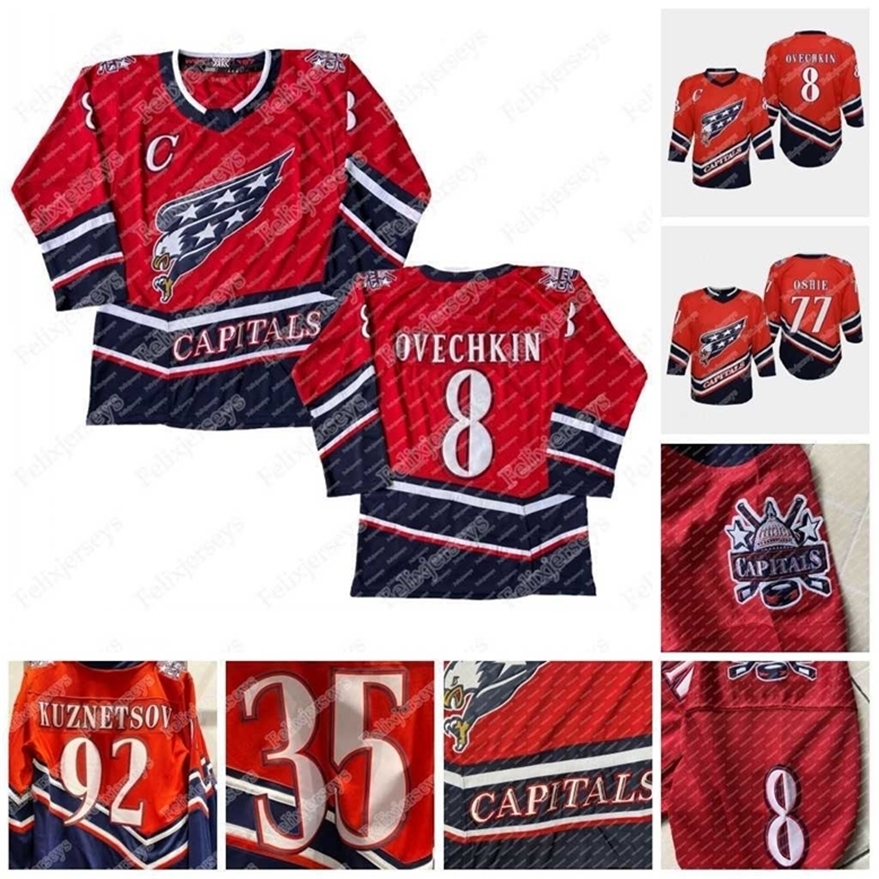 Xfl2020 Youth 2021 Reverse Retro Jersey Alex Ovechkin T.J. Oshie Tom Wilson Nicklas Backstrom Henrik Lundqvist Carlson Kuznetsov