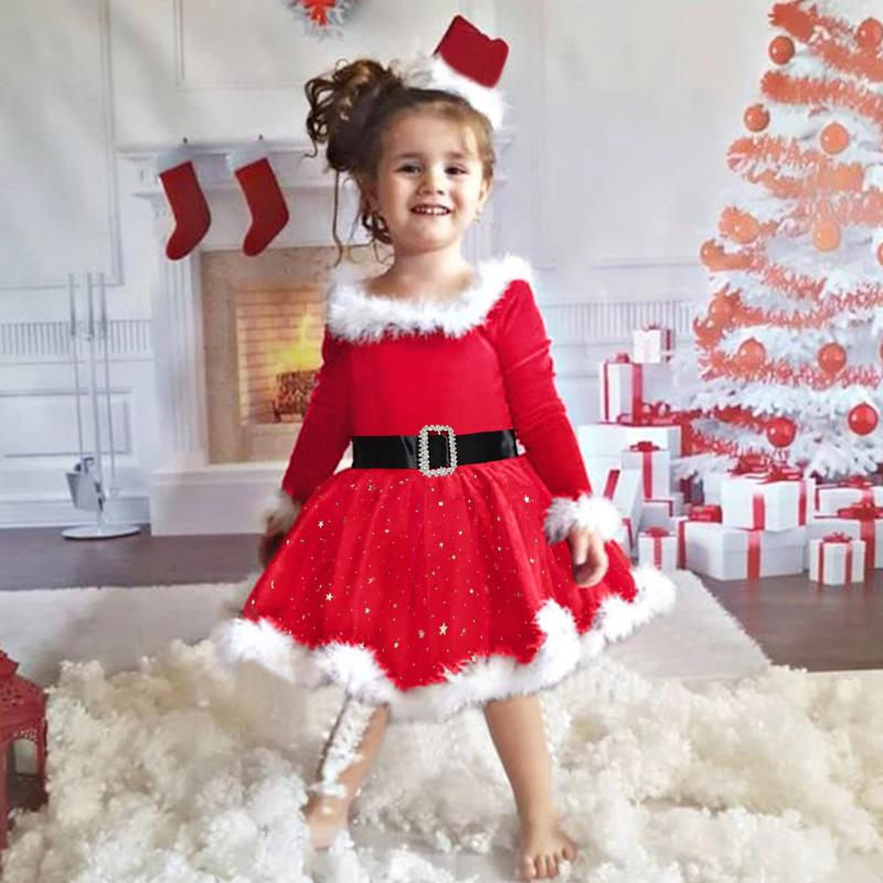 

Girl's Dresses Dress For Girls Children Kids Christmas Sets Fannelette Wine Red Flower Girl White Short GirlGirl's Girl'sGirl's
