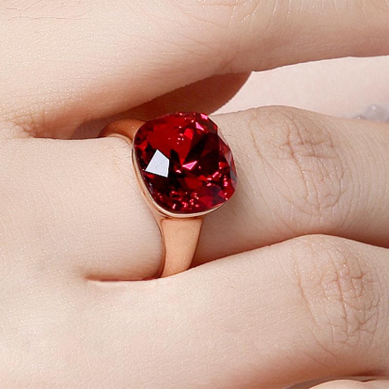 

Wedding Rings Silver Color Rose Gold Crystal Square Red Blue Green Ring For Women Gift DropWedding