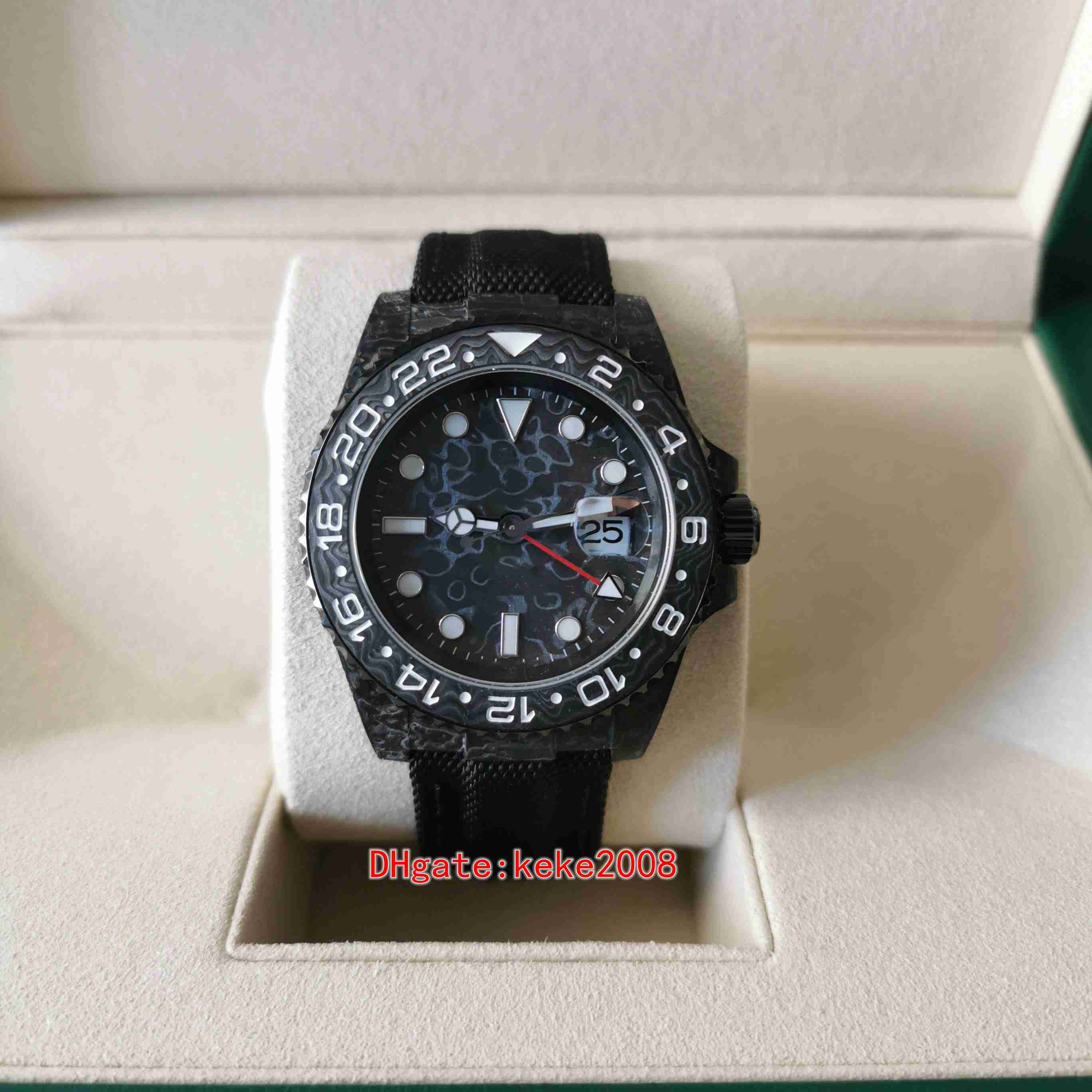 

Super Quality men Watch WWF Maker 40mm GMT-Master II Diw Carbon Fiber Velcro bracelet Blue Luminous ETA 2836 Movement Automatic mechanical Mens Watches Wristwatches, Buy box papers