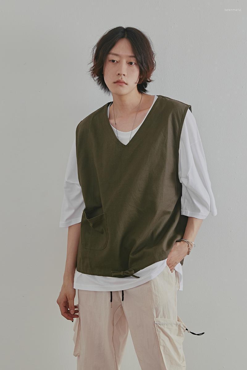 

Men' Vests Waistcoat Summer Solid Color Simple Linen V-neck Vest Sleeveless Personality Loose Large Size Top Kare22, Brown