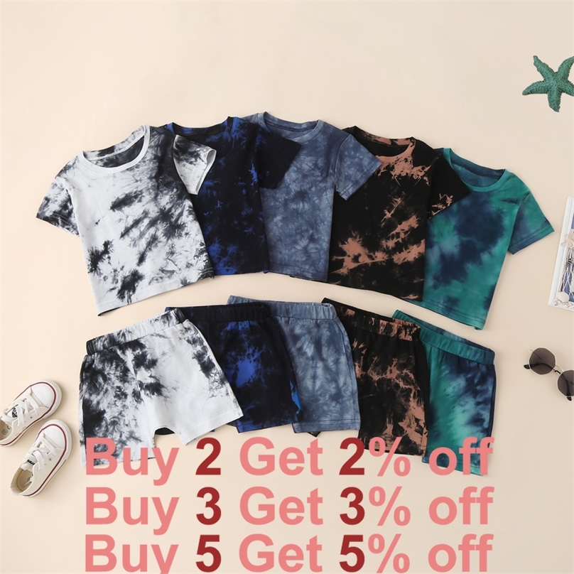 

Summer Toddler Kids Baby Boys Girls Clothes Tracksuit Sets Tiedye printed Short Sleeve Tops Shorts Casual Outfits 220617