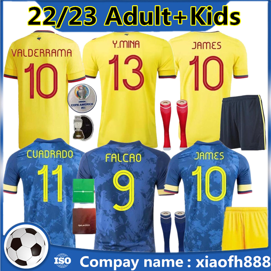 

21 22 23 Colombia away soccer jersey 2021 2022 JAMES copa america football shirt FALCAO CUADRADO VALDERRAMA Camiseta de futbol maillot man kids kit full set socks, Home