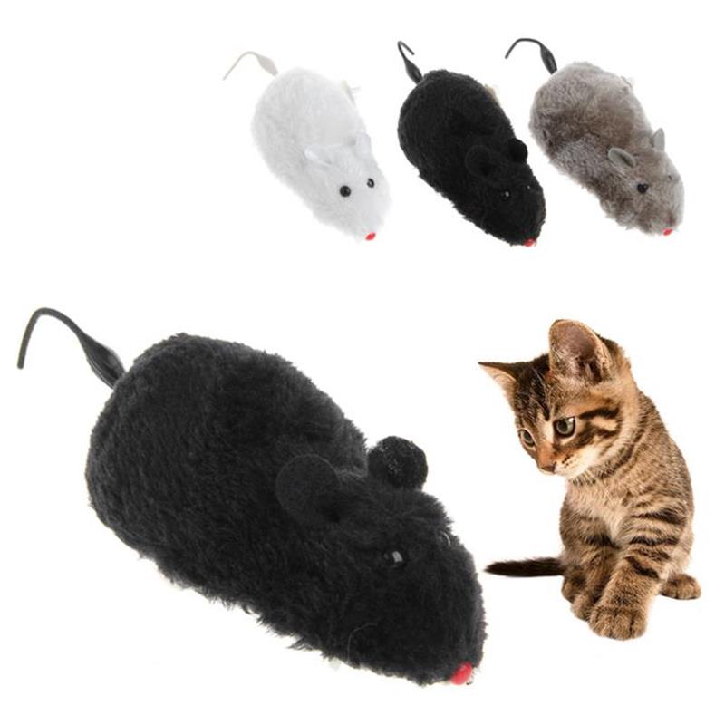 

Pet Novelty Tricky Moving Funny Wind Up Clockwork Racing Plush Mouse interesting Toy for Cat Move Tail Cat Kitten Prank Toy