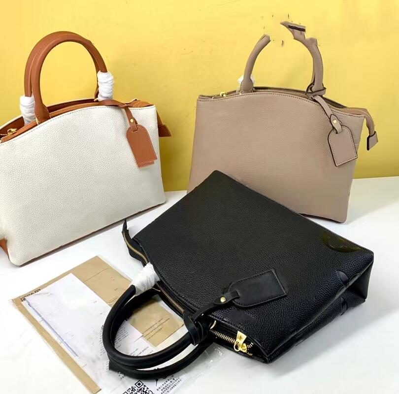 

Letter Embossing Leather Retro Totes Women Classics High Capacity Printing Pattern Shopping Bags Womens Elegance Practical Messenger Bag Handbag, White