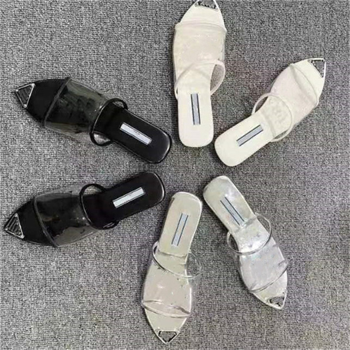 

Luxury Designer Women Slippers Transparent PVC Sandals Womens letter Printed Summer slipper Slides lady Flip Flops Flat Beach Shoe Size 35-41, White