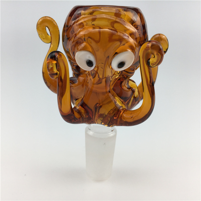 

Newest 5 color 14mm glass bowl Male Joint Handle Beautiful Slide octopus shape bowl piece smoking Accessories For Bongs Water Pipes