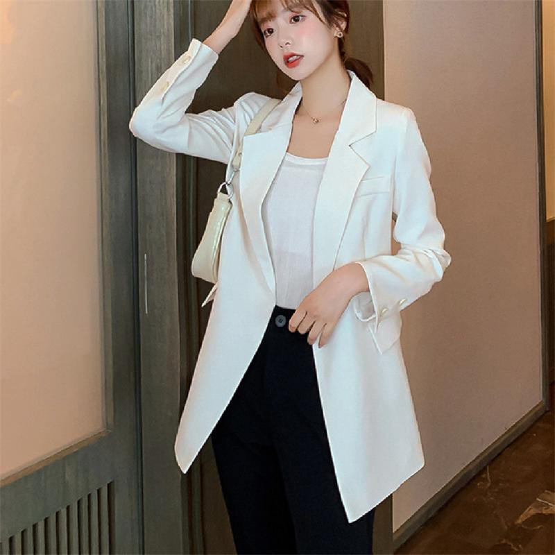 

Women' Suits & Blazers Womens Long Blazer Double Breasted Suit Jacket Loose Spring Office Coat Solid Color Formal Blaze, Black