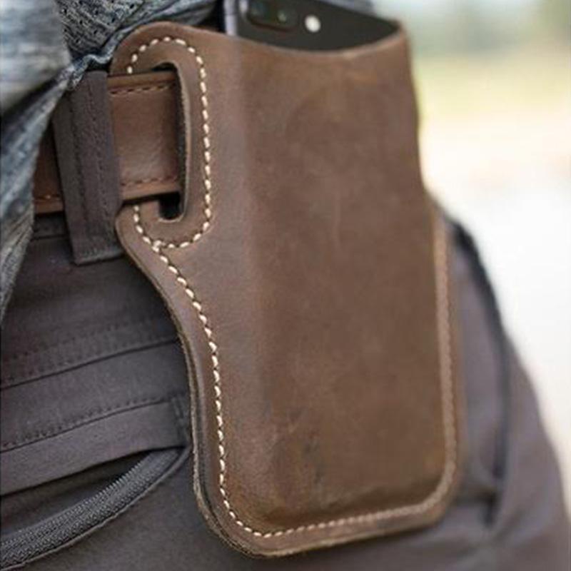 

Wallets Portable Waist Bag Phone Pouch Attached Belt Plastic Men's Imitation Leather Pocket Holster Outdoor Purse For Men HikeWallets, Dark brown