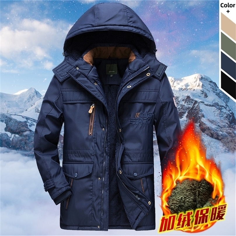 

Winter Thick Hooded Parkas Men Outdoor Padded Coats Fashion Mens Fleece Warm Windproof Jackets Casual Solid Outerwear 201201, Max292 green