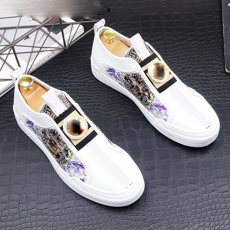

Men Shoes Pu Flat Sole print Color slip on Classic Comfortable Firm Sewing Fashion Non Slip Casual Sports Shoes DH1011-1, Clear