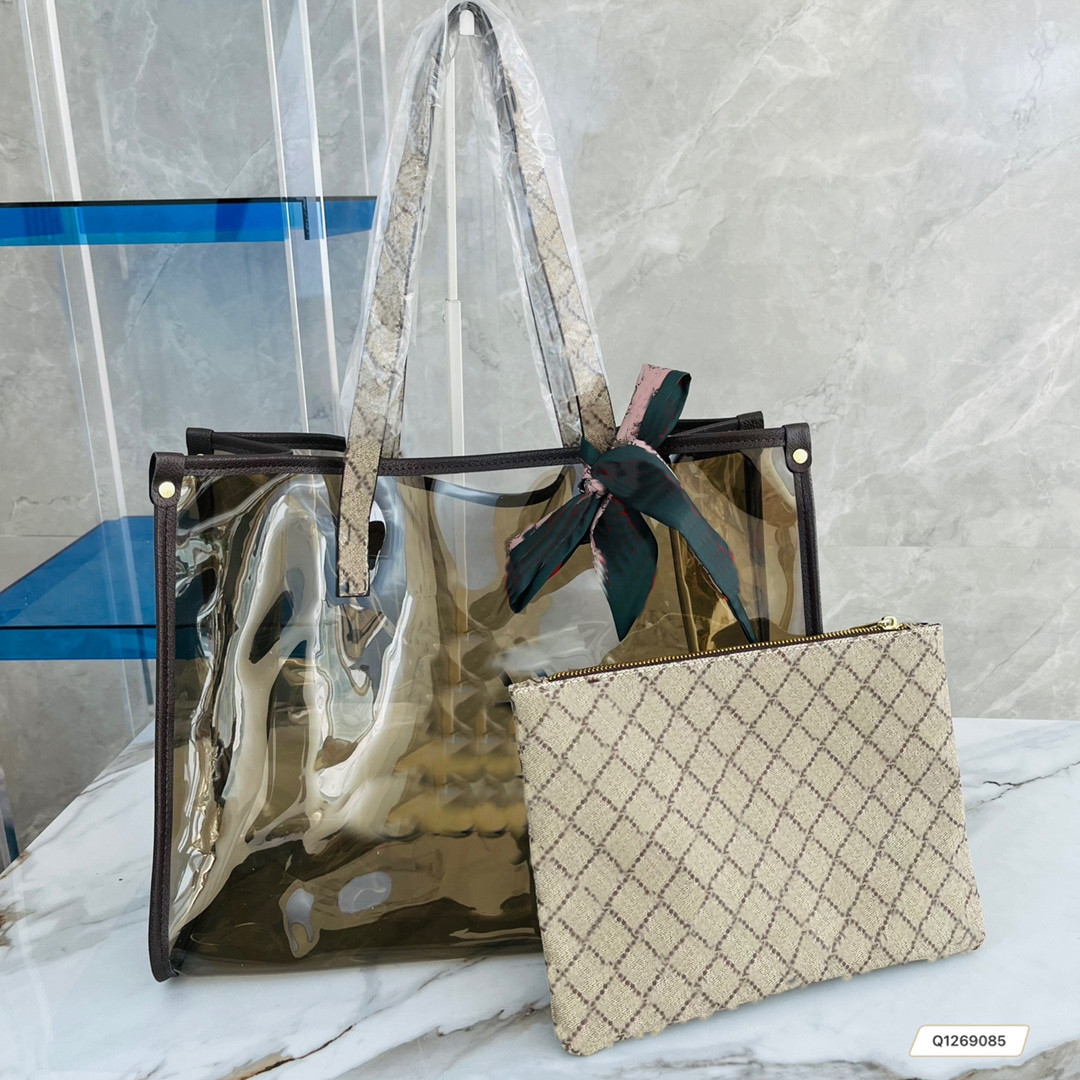 

High quality designer shoulder bag women's transparent beach bag shopping bag, Clear