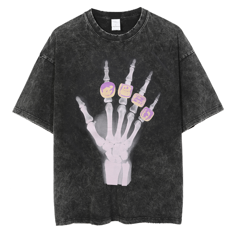 

Men Hip Hop T Shirt Graphic Print T-Shirts Ripped Washed Short Sleeve Tee, Black
