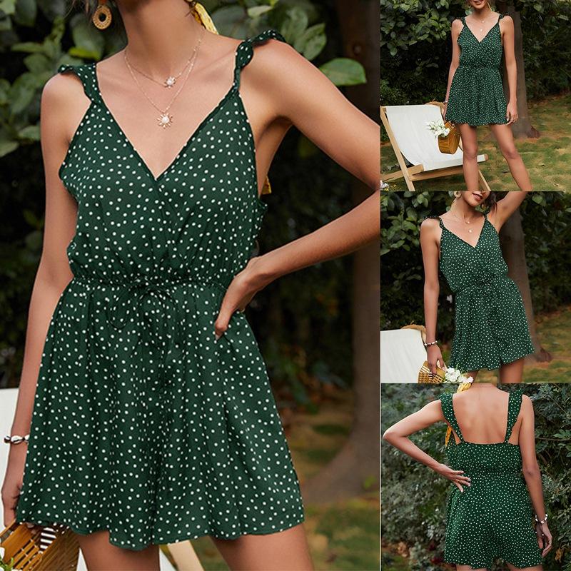 

Casual Dresses ASDS-Women Dress Summer Girl Boho Dot Sexy Holiday Sundress Beachwear Fashion V-Neck ClothingCasual, Green